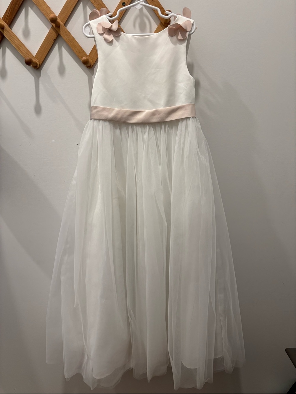 Azazie “Lilli” flower girl dress in ivory rose petal color size 8